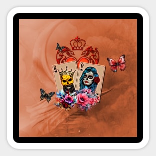 Playing cards King of hearts and queen of spades Sticker